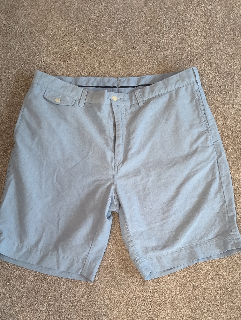 Mens Polo Ralph Lauren Classic Light Blue Flat-Front Cotton Shorts 38